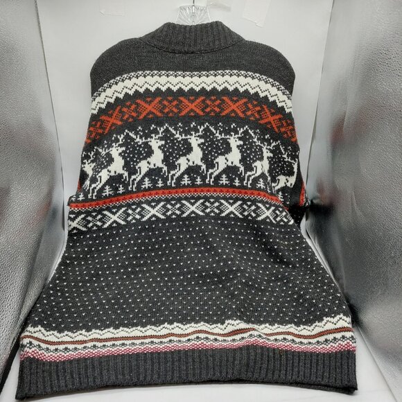 Blue Seven Men's Sweater Size Large Nordic Reindeer Wool Blend 1/4 Zip Multi-col - Picture 2 of 10